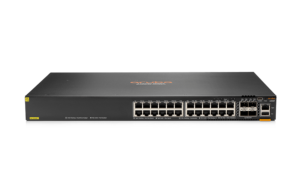 HPE Aruba 6300F(JL666A) 24-port 1GbE Class 4 PoE and 4-port SFP56 Switch