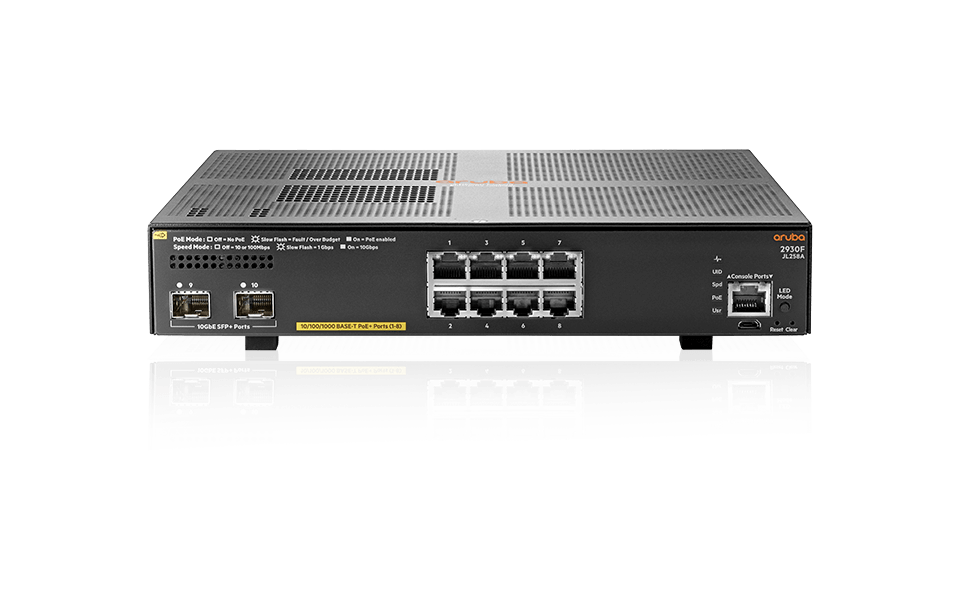 HPE Aruba 2930F 8G PoE+ 2SFP+ TAA Switch (JL692A)